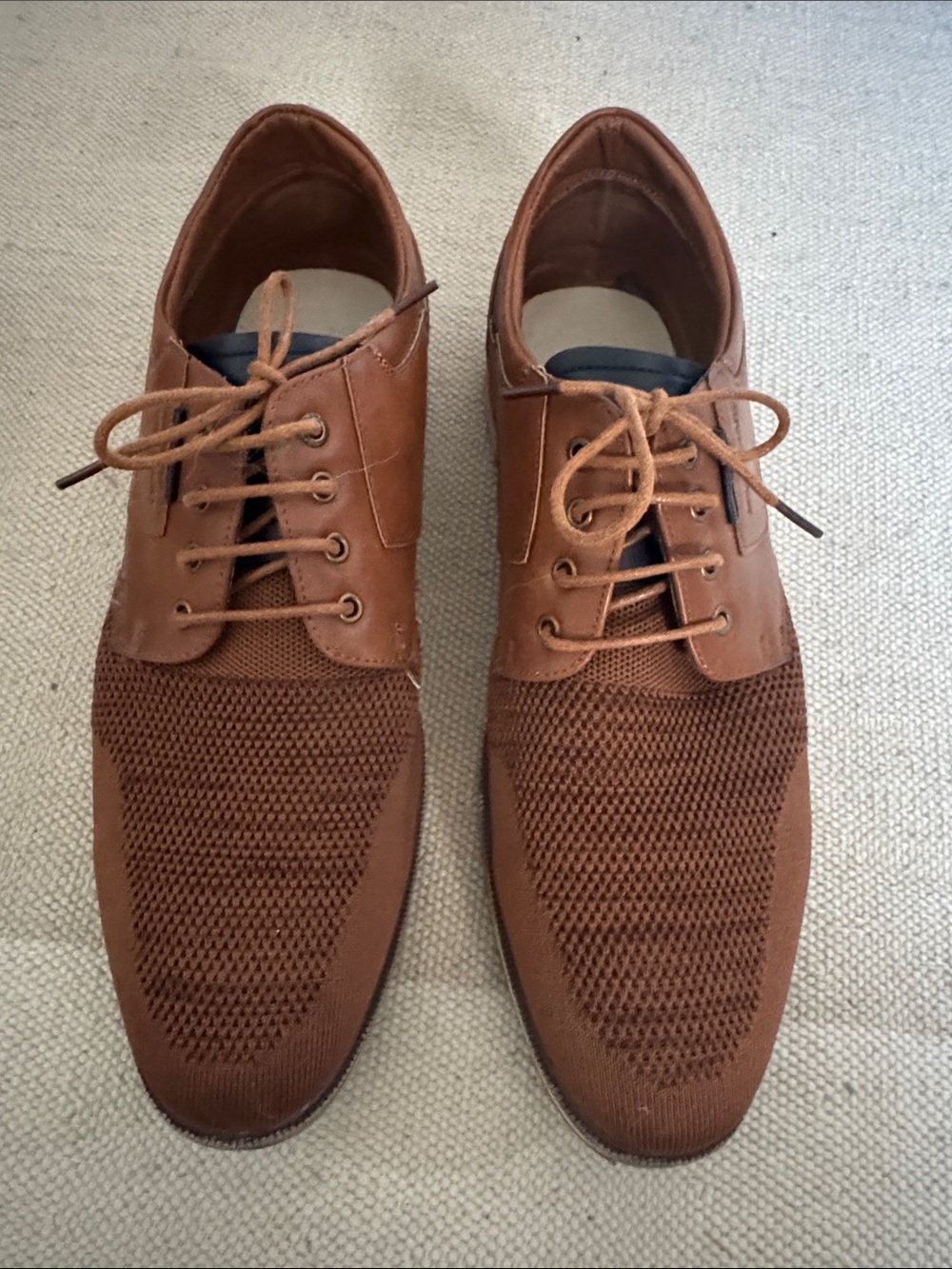 Bruno Marc Brown Knit Lace-Up Dress Shoes